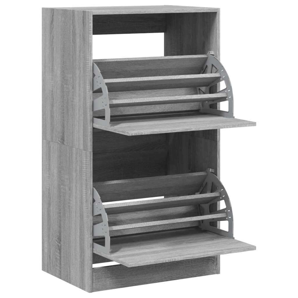 vidaXL Schuhschrank mit 2 Klappen Grau Sonoma 60x42x108 cm