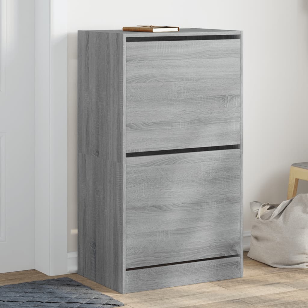 vidaXL Schuhschrank mit 2 Klappen Grau Sonoma 60x42x108 cm