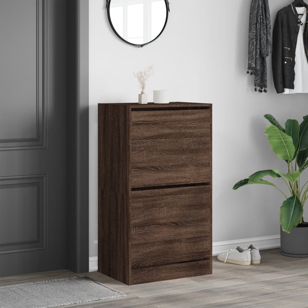 vidaXL Schuhschrank mit 2 Klappen Braun Eiche-Optik 60x42x108 cm