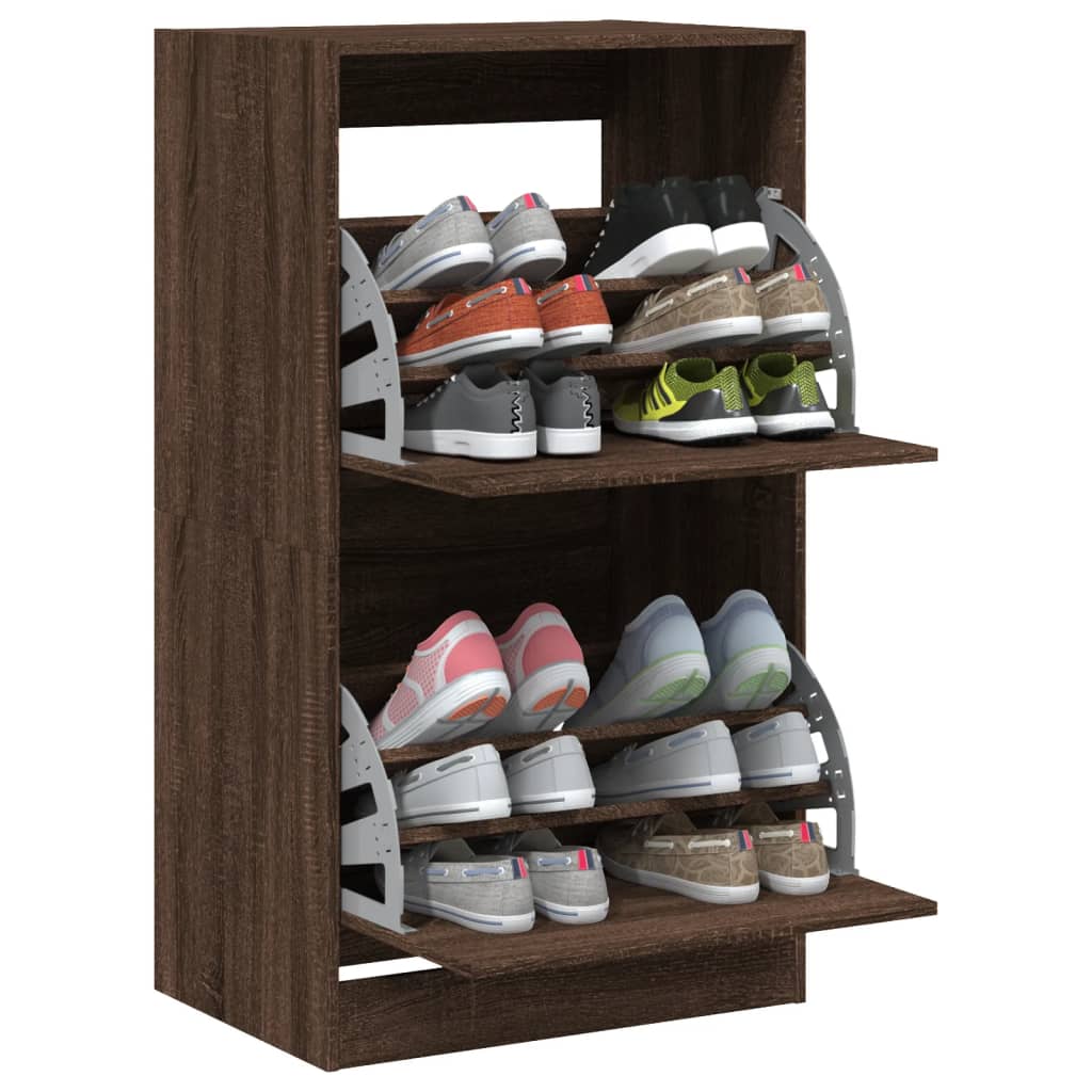 vidaXL Schuhschrank mit 2 Klappen Braun Eiche-Optik 60x42x108 cm