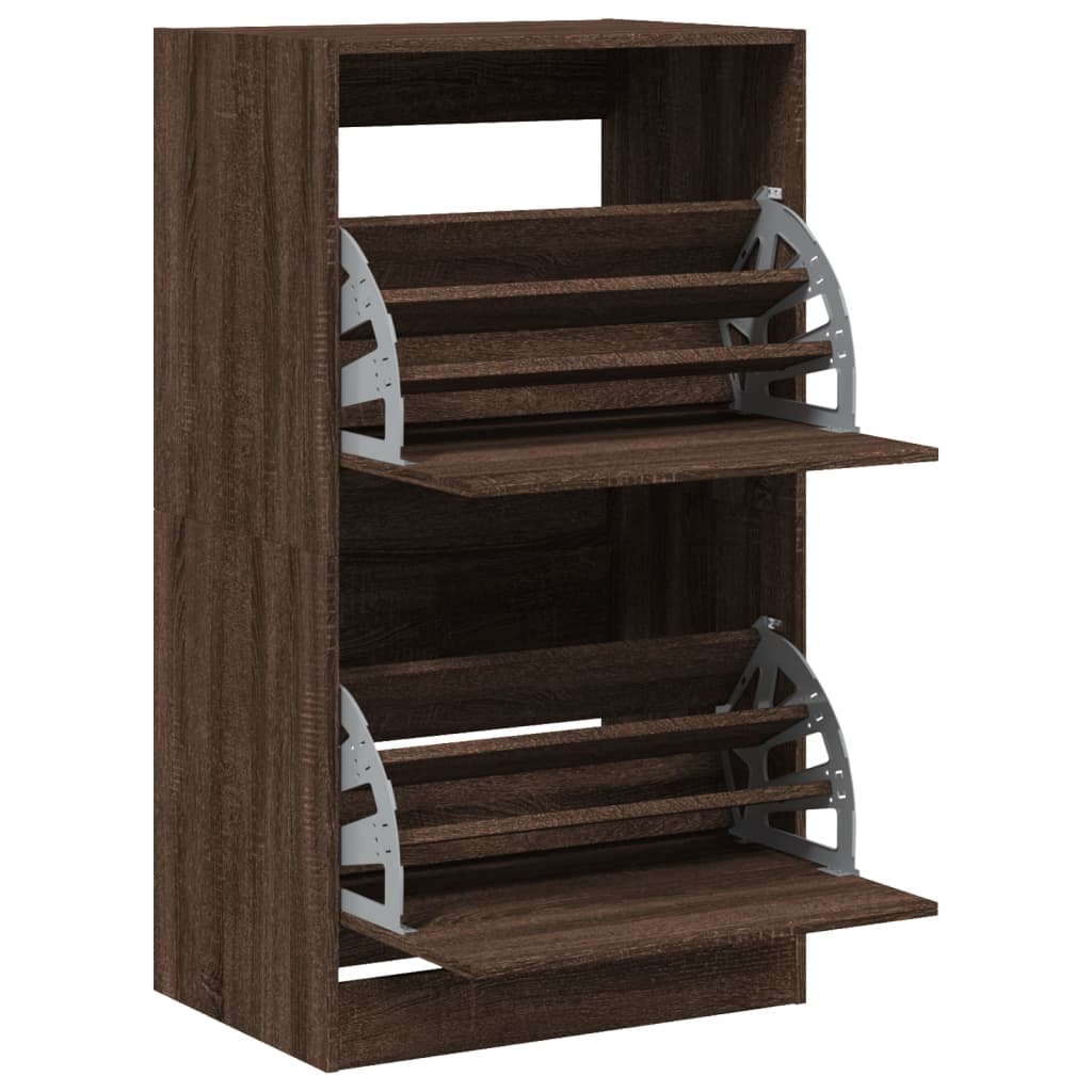 vidaXL Schuhschrank mit 2 Klappen Braun Eiche-Optik 60x42x108 cm