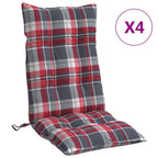 vidaXL Hochlehner-Auflagen 4 Stk. Rotes Karomuster Oxford-Gewebe