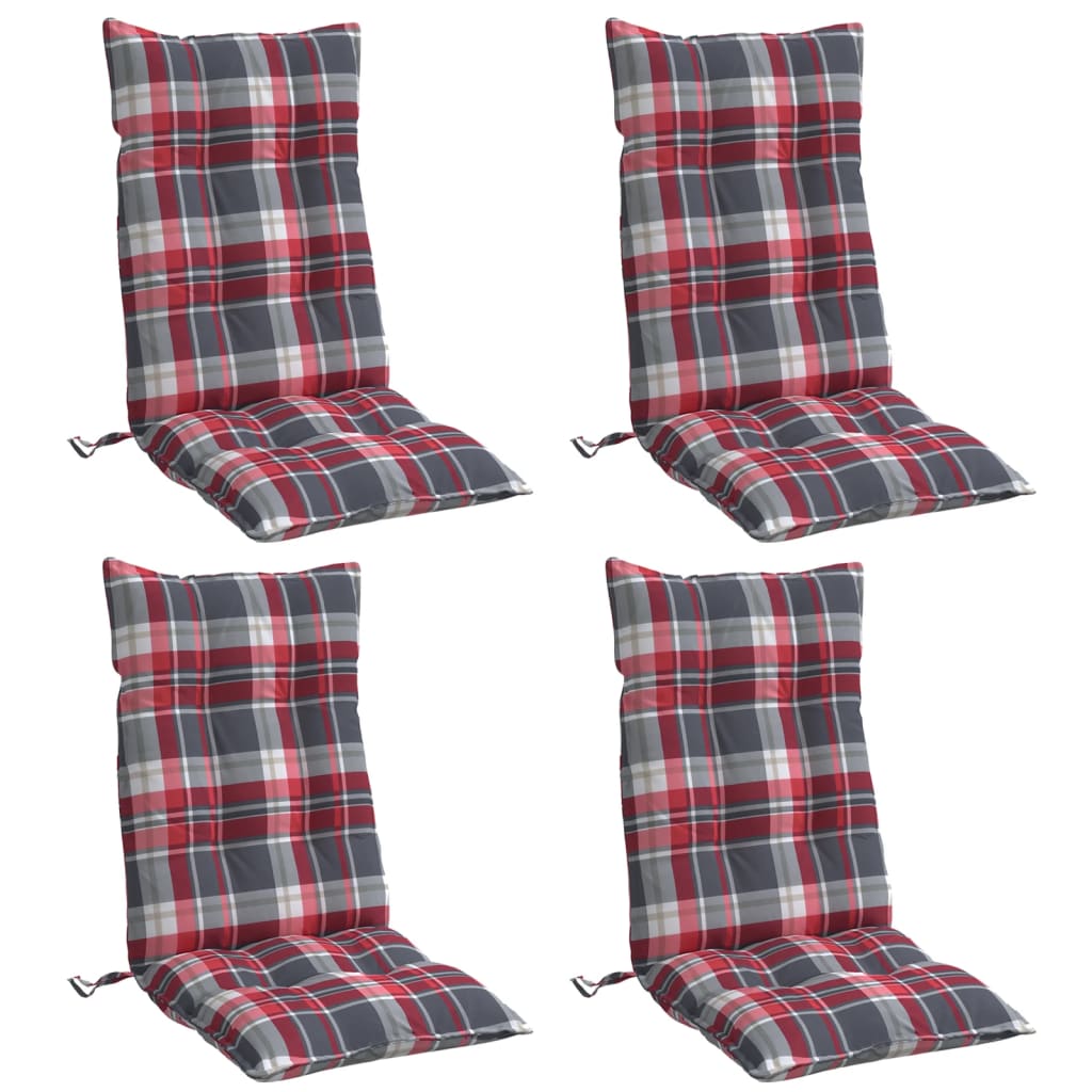 vidaXL Hochlehner-Auflagen 4 Stk. Rotes Karomuster Oxford-Gewebe