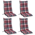vidaXL Hochlehner-Auflagen 4 Stk. Rotes Karomuster Oxford-Gewebe