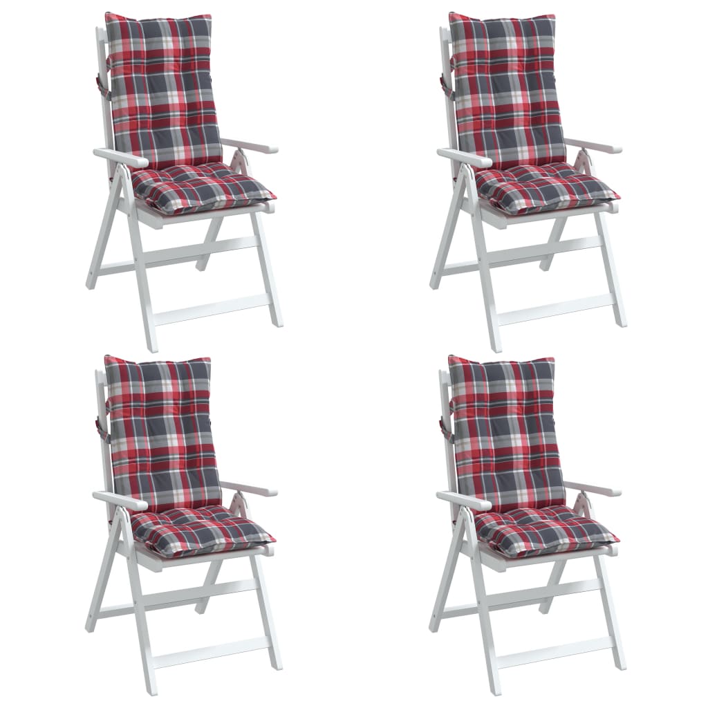 vidaXL Hochlehner-Auflagen 4 Stk. Rotes Karomuster Oxford-Gewebe