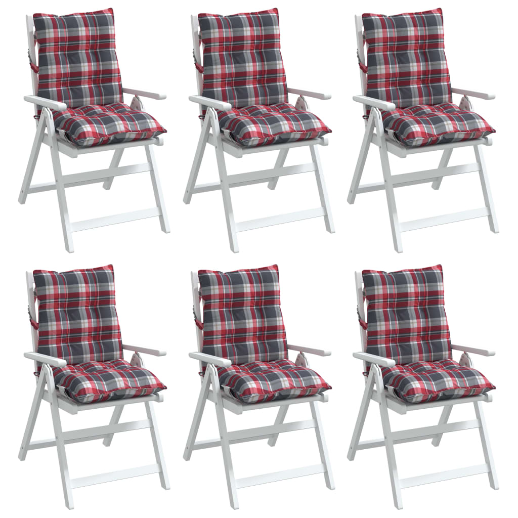 vidaXL Niedriglehner-Auflagen 6 Stk. Rot Karomuster Oxford-Gewebe