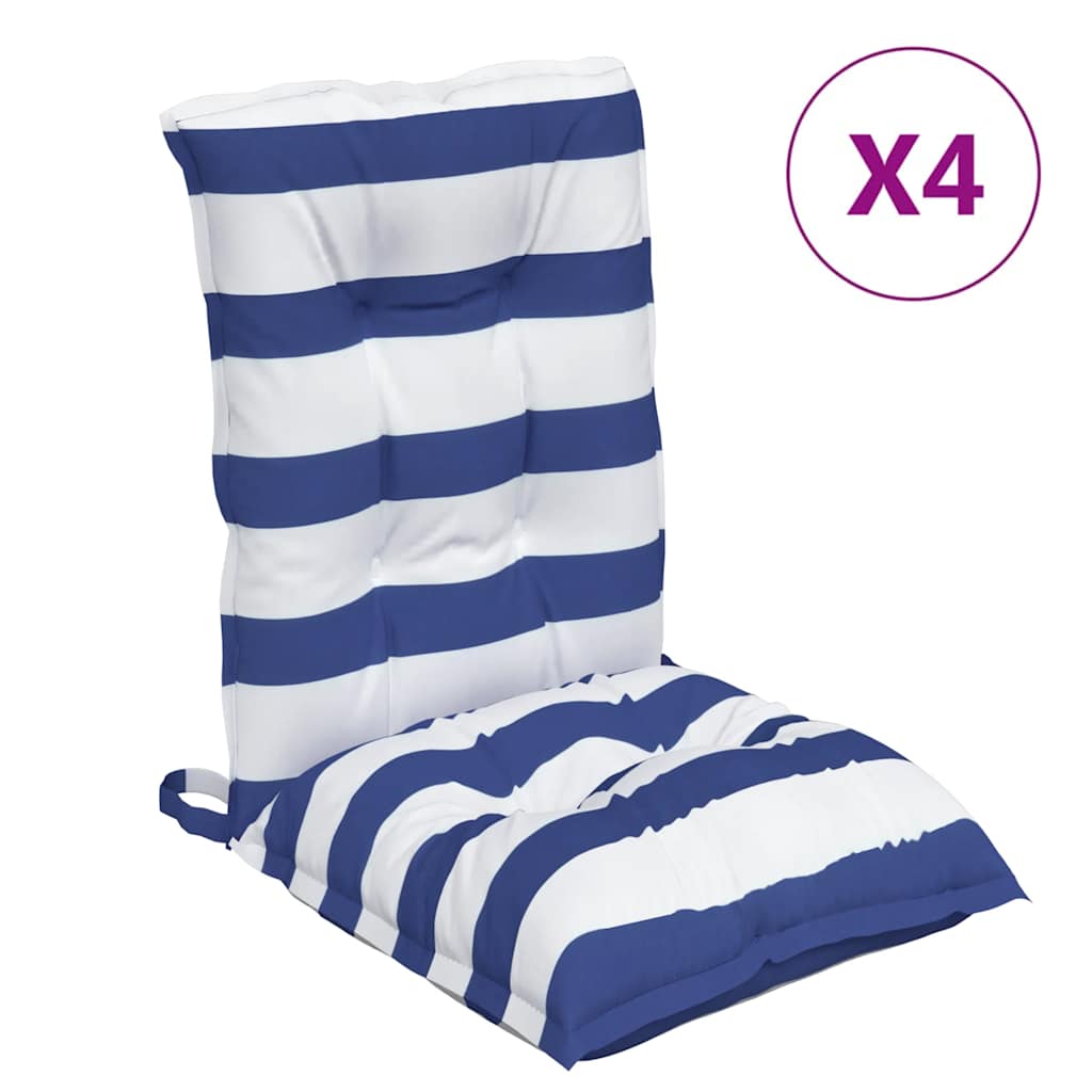 vidaXL Niedriglehner-Auflagen 4 Stk. Blau Weiß Gestreift Oxford-Gewebe