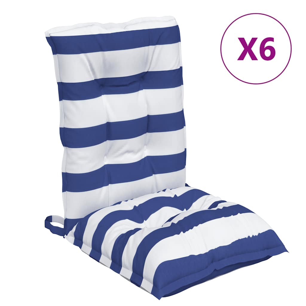 vidaXL Niedriglehner-Auflagen 6 Stk. Blau Weiß Gestreift Oxford-Gewebe