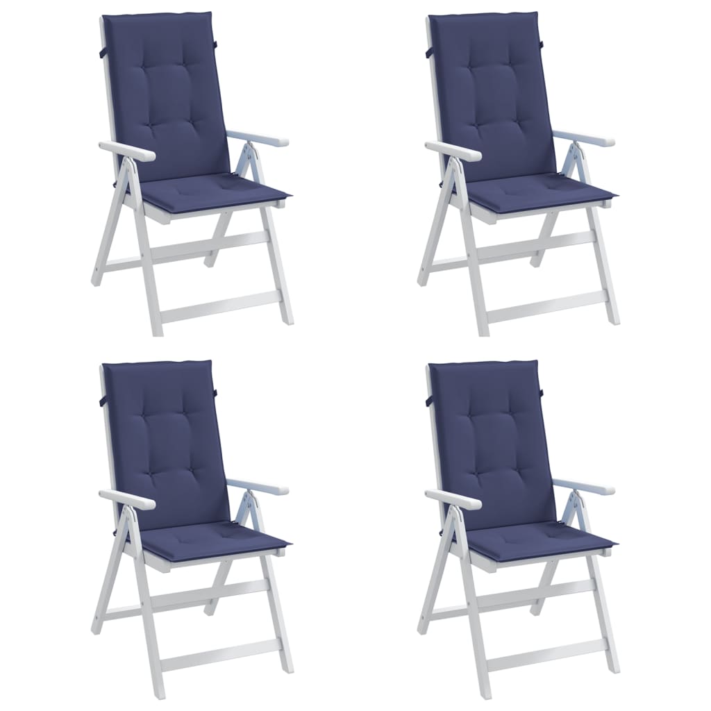 vidaXL Hochlehner-Auflagen 4 Stk. Marineblau Stoff
