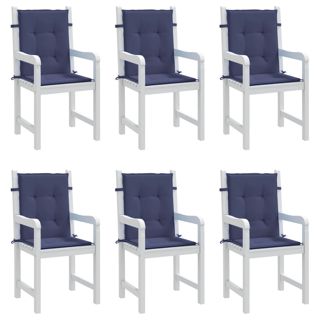 vidaXL Niedriglehner-Auflagen 6 Stk. Marineblau Stoff