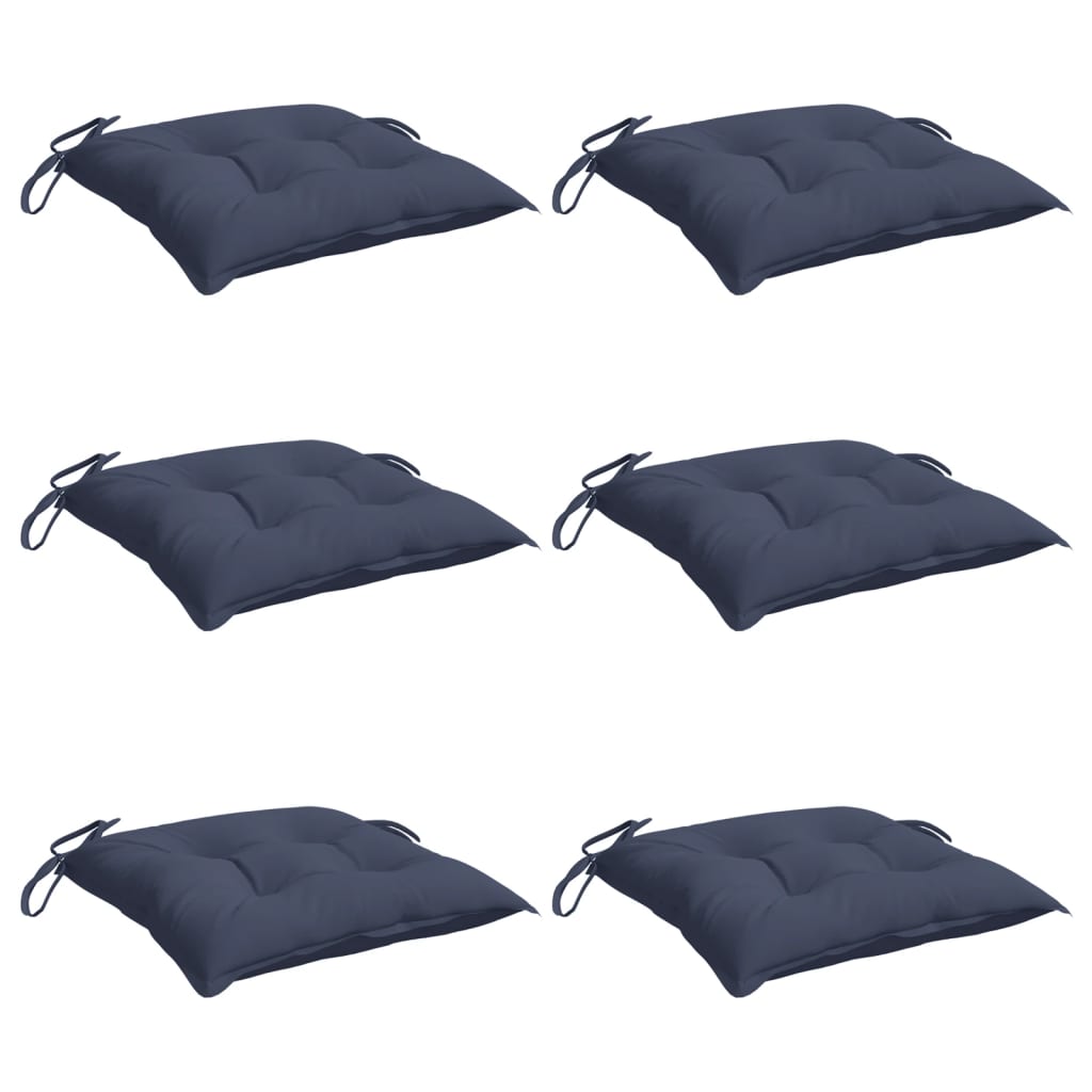 vidaXL Stuhlkissen 6 Stk. Marineblau 40x40x7 cm Oxford-Gewebe