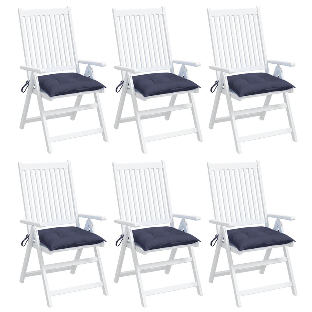 vidaXL Stuhlkissen 6 Stk. Marineblau 40x40x7 cm Oxford-Gewebe