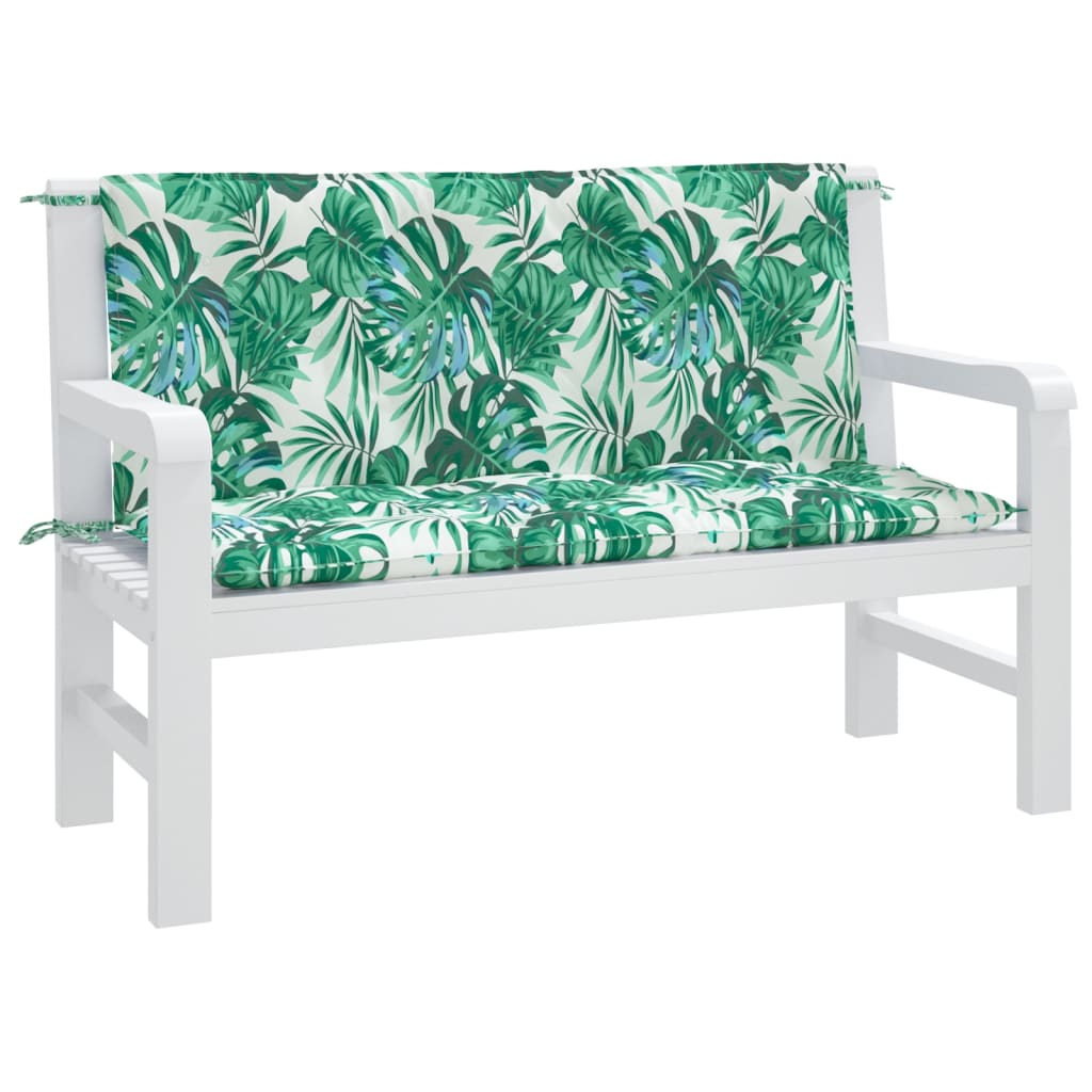 vidaXL Gartenbank-Auflagen 2 Stk. Blattmuster 120x50x7cm Oxford-Gewebe