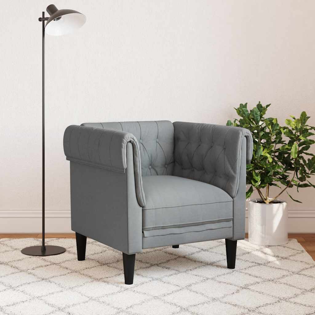 vidaXL Chesterfield-Sessel Hellgrau Stoff