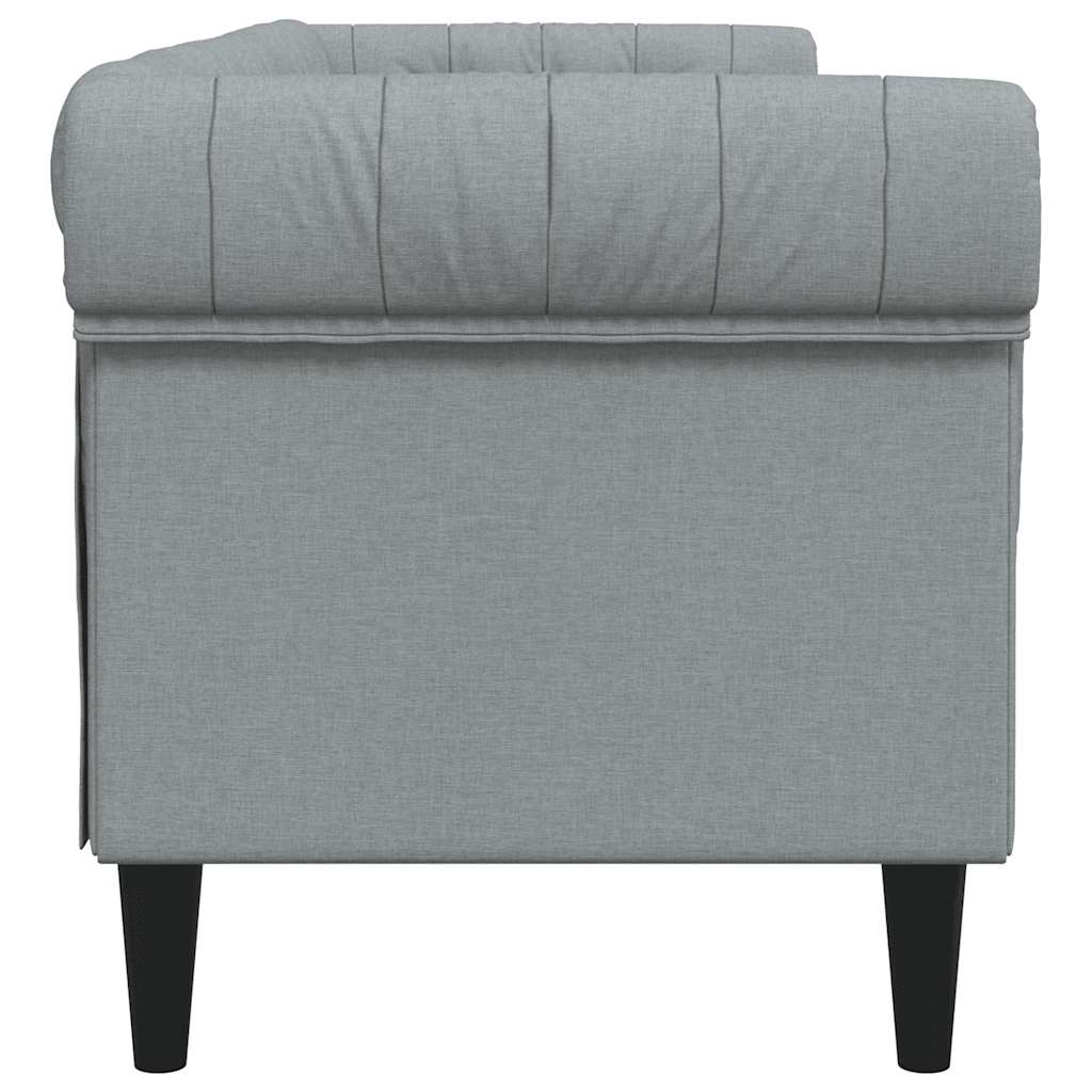 vidaXL Chesterfield-Sofa 3-Sitzer Hellgrau Stoff