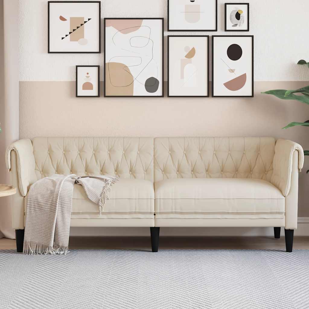 vidaXL 3-Sitzer-Sofa Chesterfield Leinen