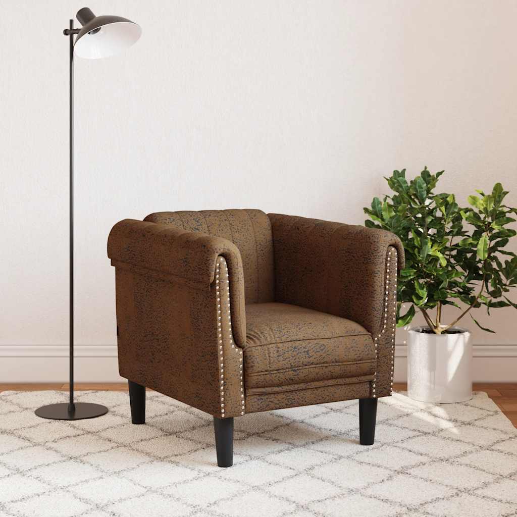 vidaXL Sessel Braun Kunstleder Wildleder-Optik
