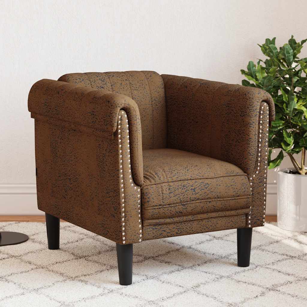 vidaXL Sessel Braun Kunstleder Wildleder-Optik