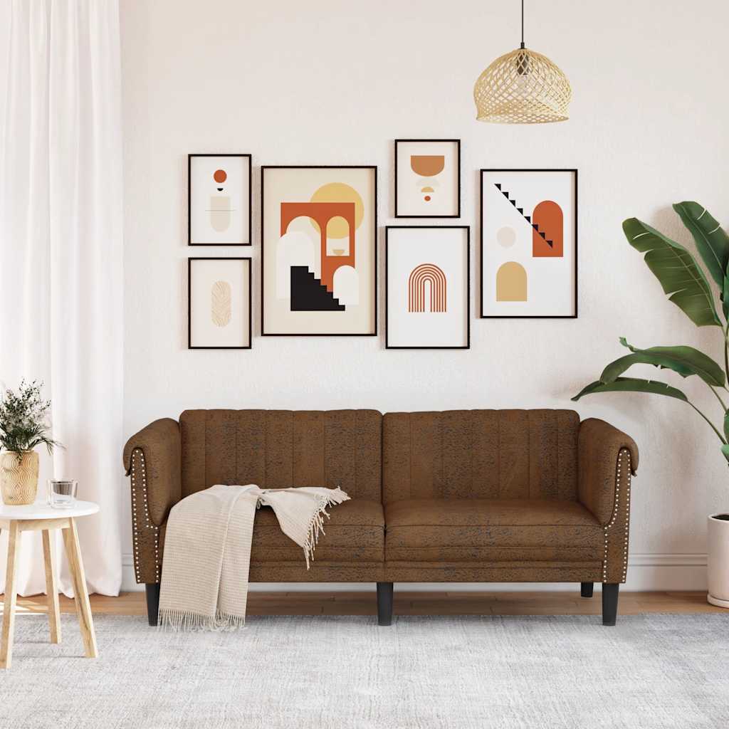 vidaXL 2-Sitzer Sofa Braun Kunstleder Wildleder-Optik