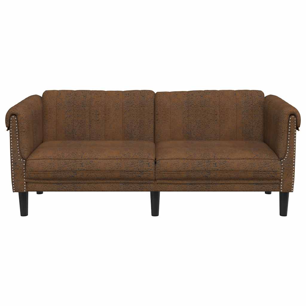 vidaXL 2-Sitzer Sofa Braun Kunstleder Wildleder-Optik