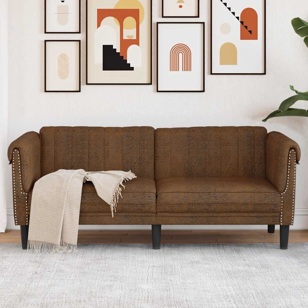 vidaXL 2-Sitzer Sofa Braun Kunstleder Wildleder-Optik
