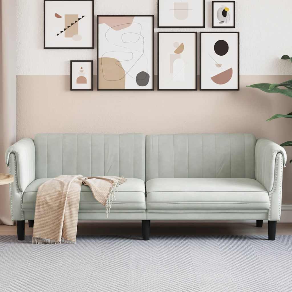 vidaXL Sofa 3-Sitzer Hellgrau Samt
