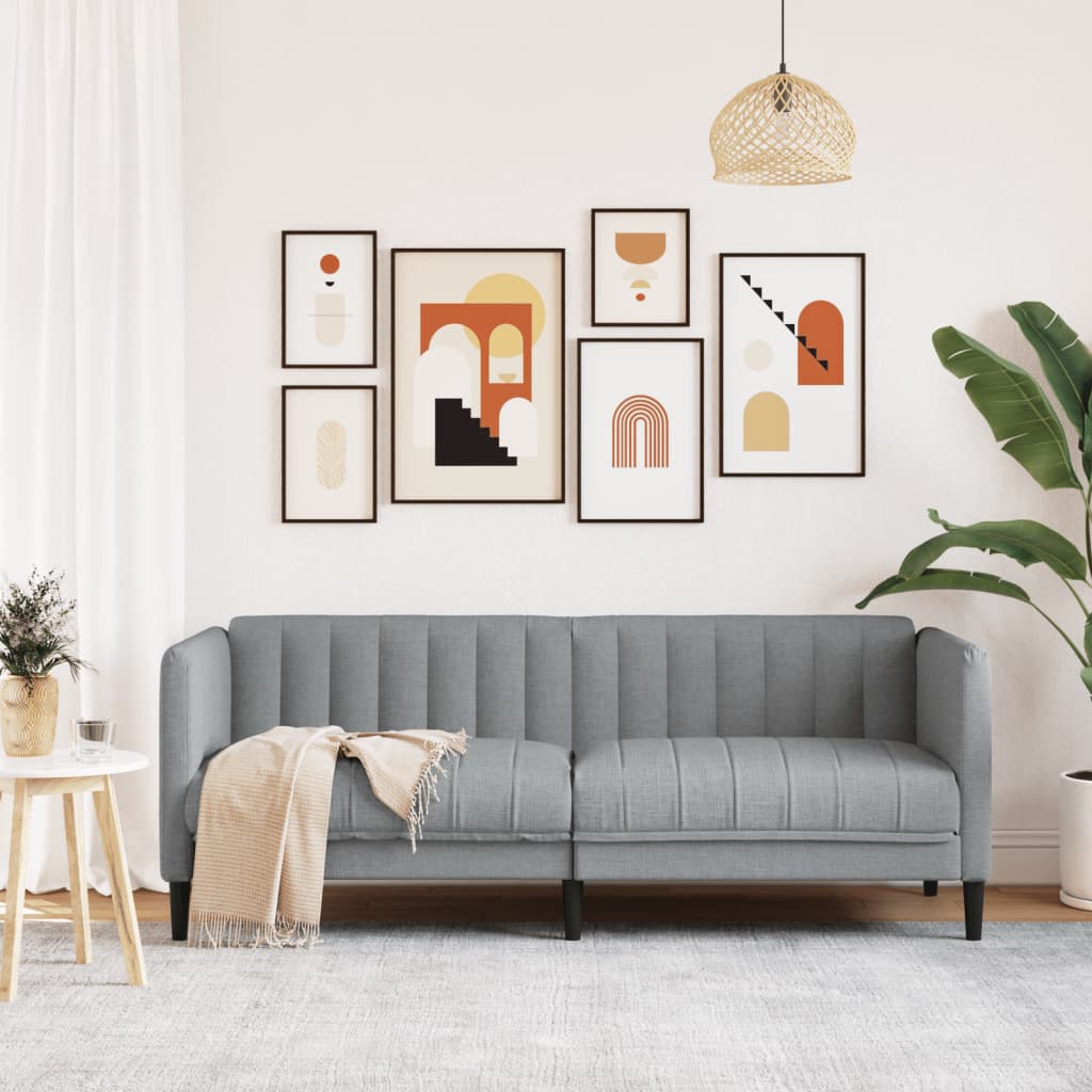 vidaXL Sofa 2-Sitzer Hellgrau Stoff