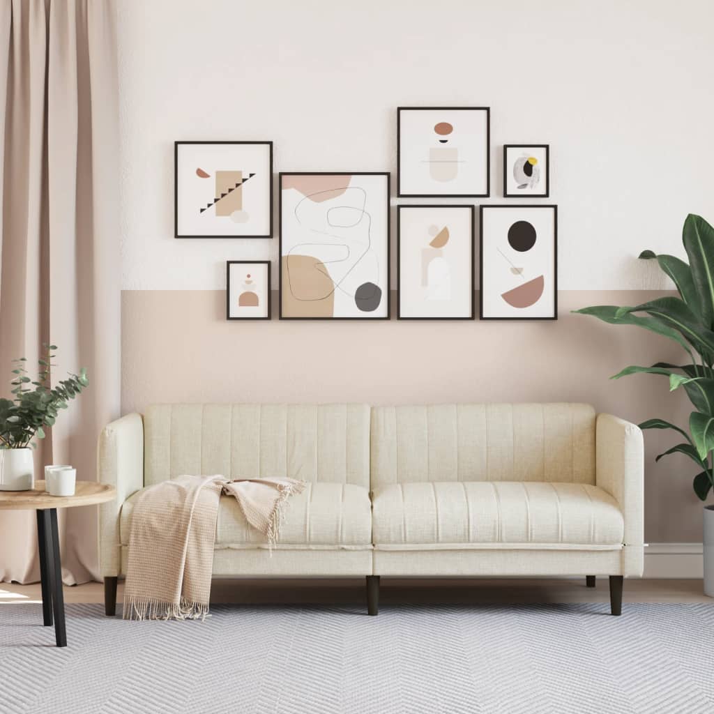 vidaXL 3-Sitzer-Sofa Leinen