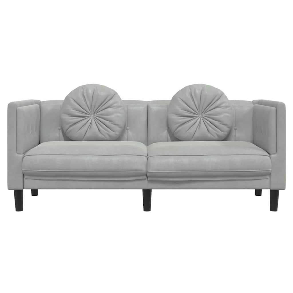 vidaXL Sofa mit Kissen 2-Sitzer Hellgrau Samt