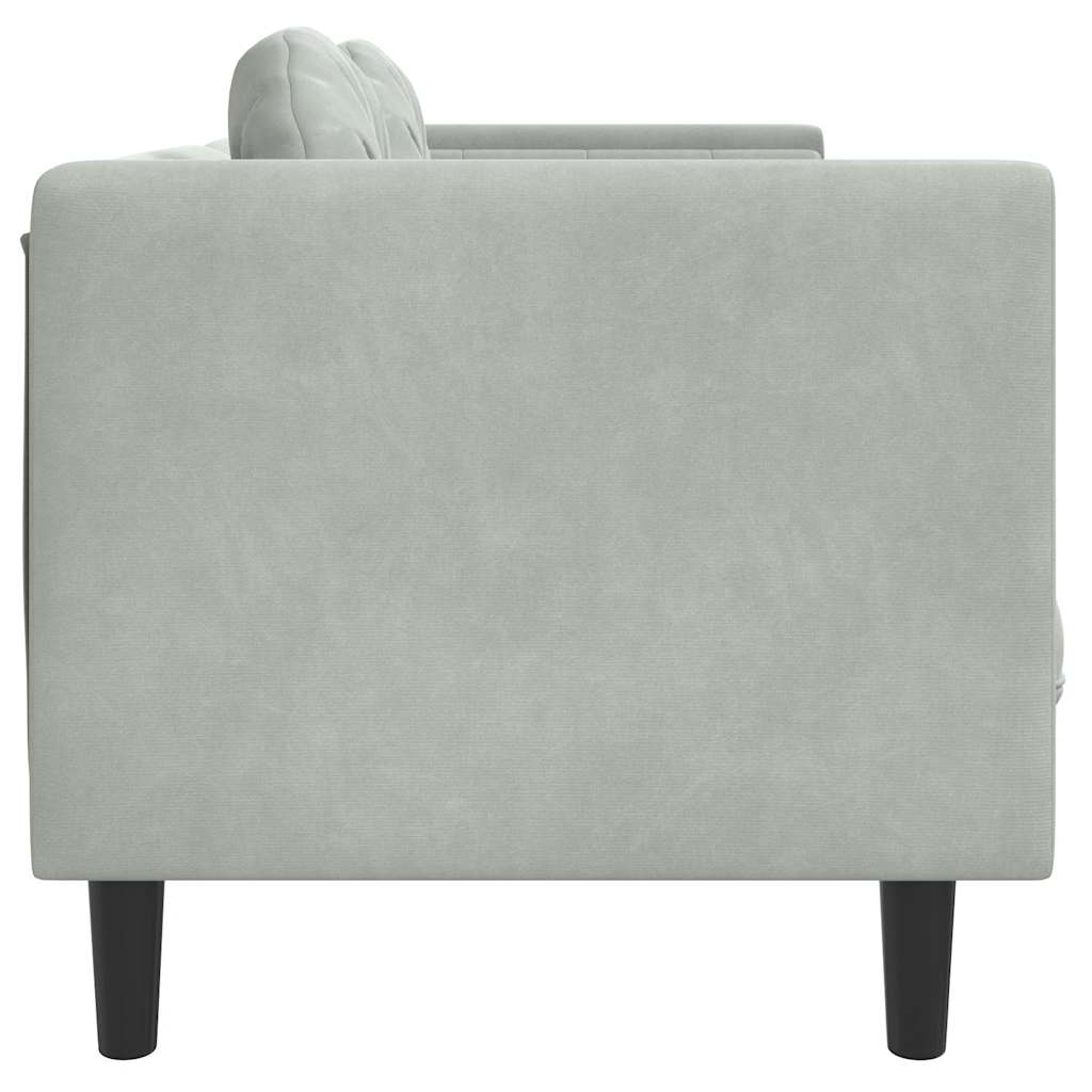 vidaXL Sofa mit Kissen 2-Sitzer Hellgrau Samt