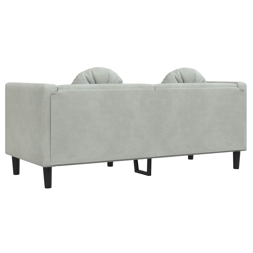 vidaXL Sofa mit Kissen 2-Sitzer Hellgrau Samt