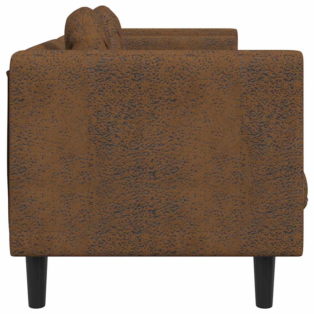vidaXL 3-Sitzer Sofa mit Kissen Braun Kunstleder Wildleder-Optik