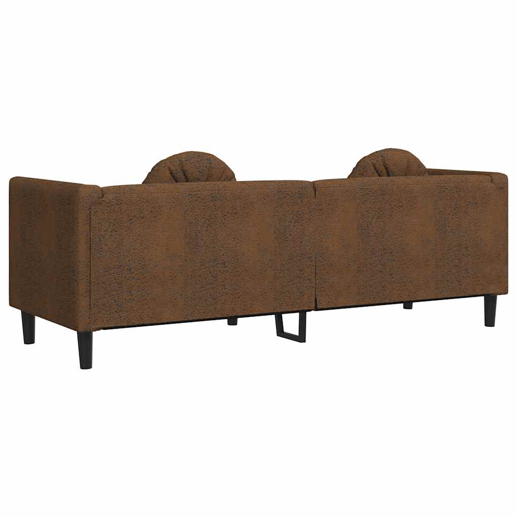 vidaXL 3-Sitzer Sofa mit Kissen Braun Kunstleder Wildleder-Optik