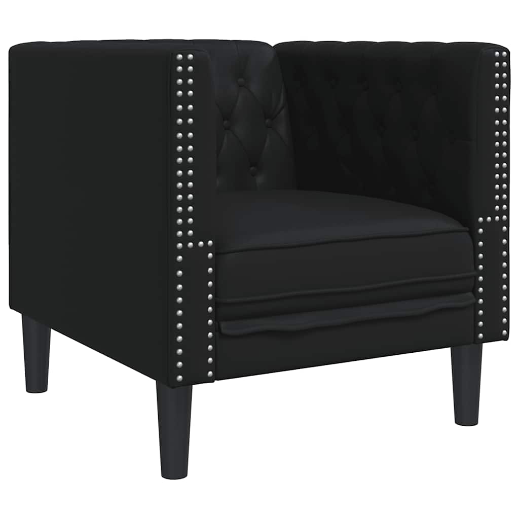 vidaXL Chesterfield-Sessel Schwarz Kunstleder