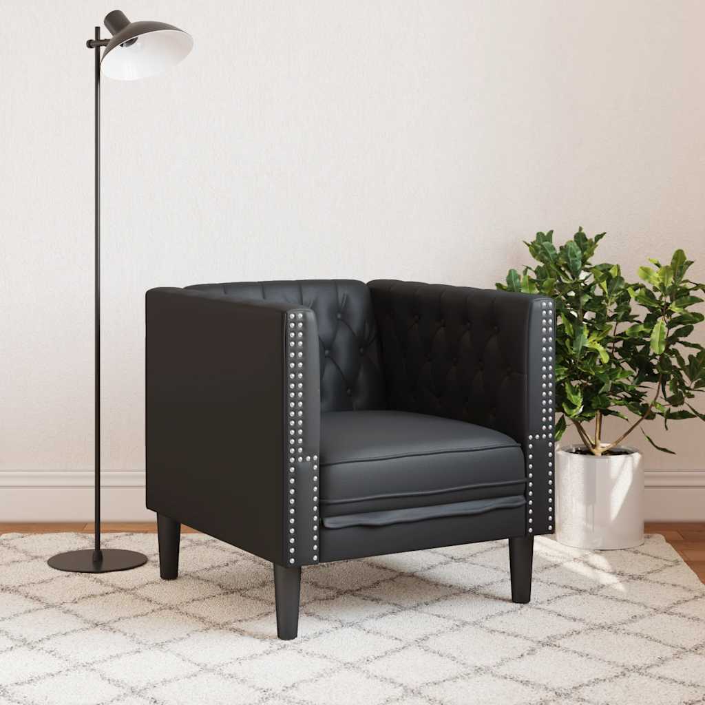 vidaXL Chesterfield-Sessel Schwarz Kunstleder