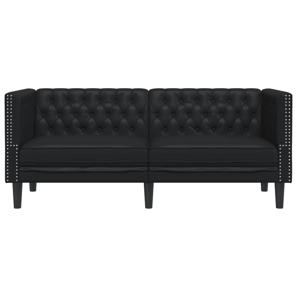 vidaXL Chesterfield-Sofa 2-Sitzer Schwarz Kunstleder