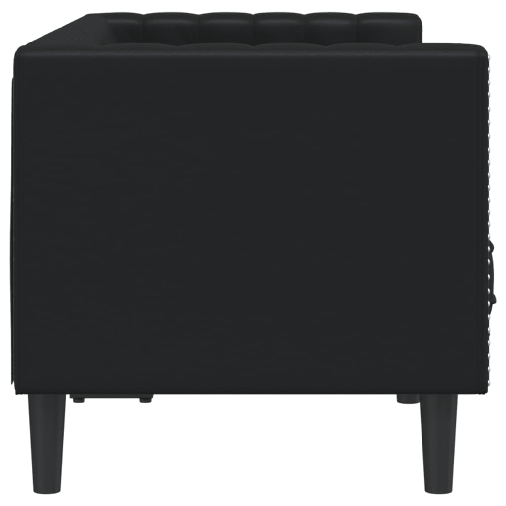 vidaXL Chesterfield-Sofa 2-Sitzer Schwarz Kunstleder