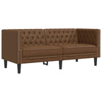 vidaXL Chesterfield-Sofa 2-Sitzer Braun Kunstleder in Wildleder-Optik