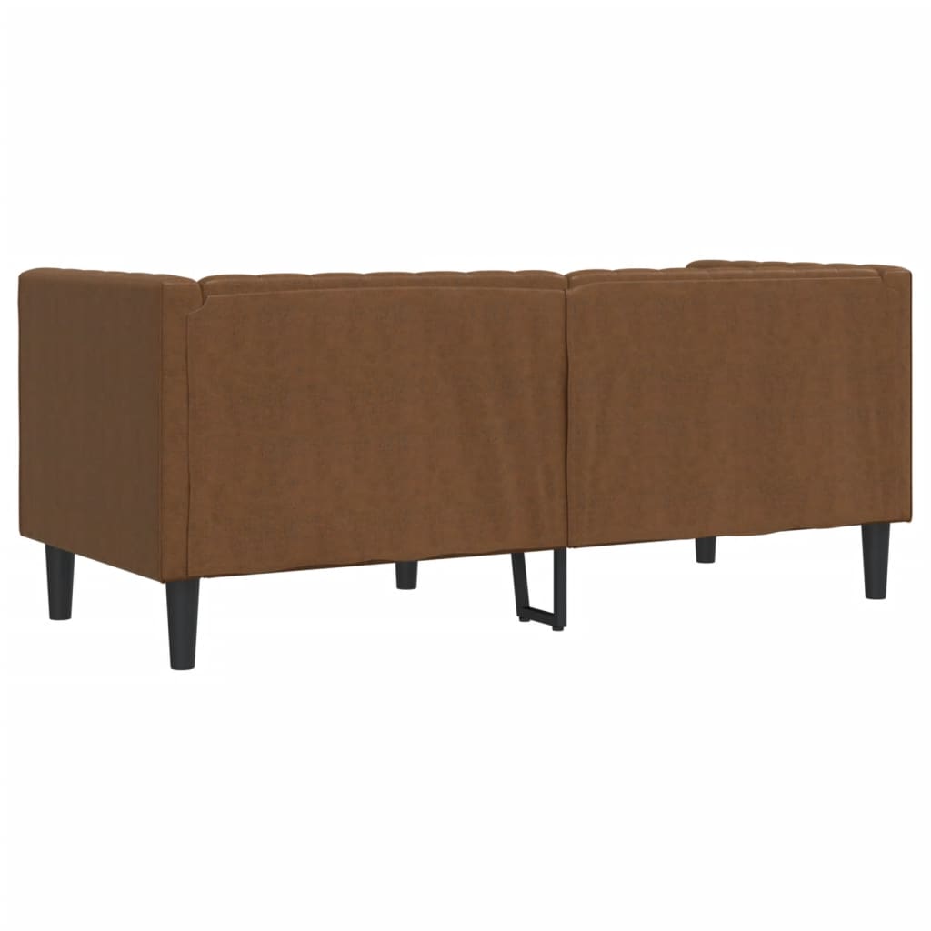 vidaXL Chesterfield-Sofa 2-Sitzer Braun Kunstleder in Wildleder-Optik