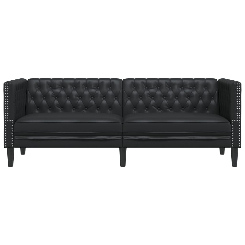 vidaXL Chesterfield-Sofa 3-Sitzer Schwarz Kunstleder