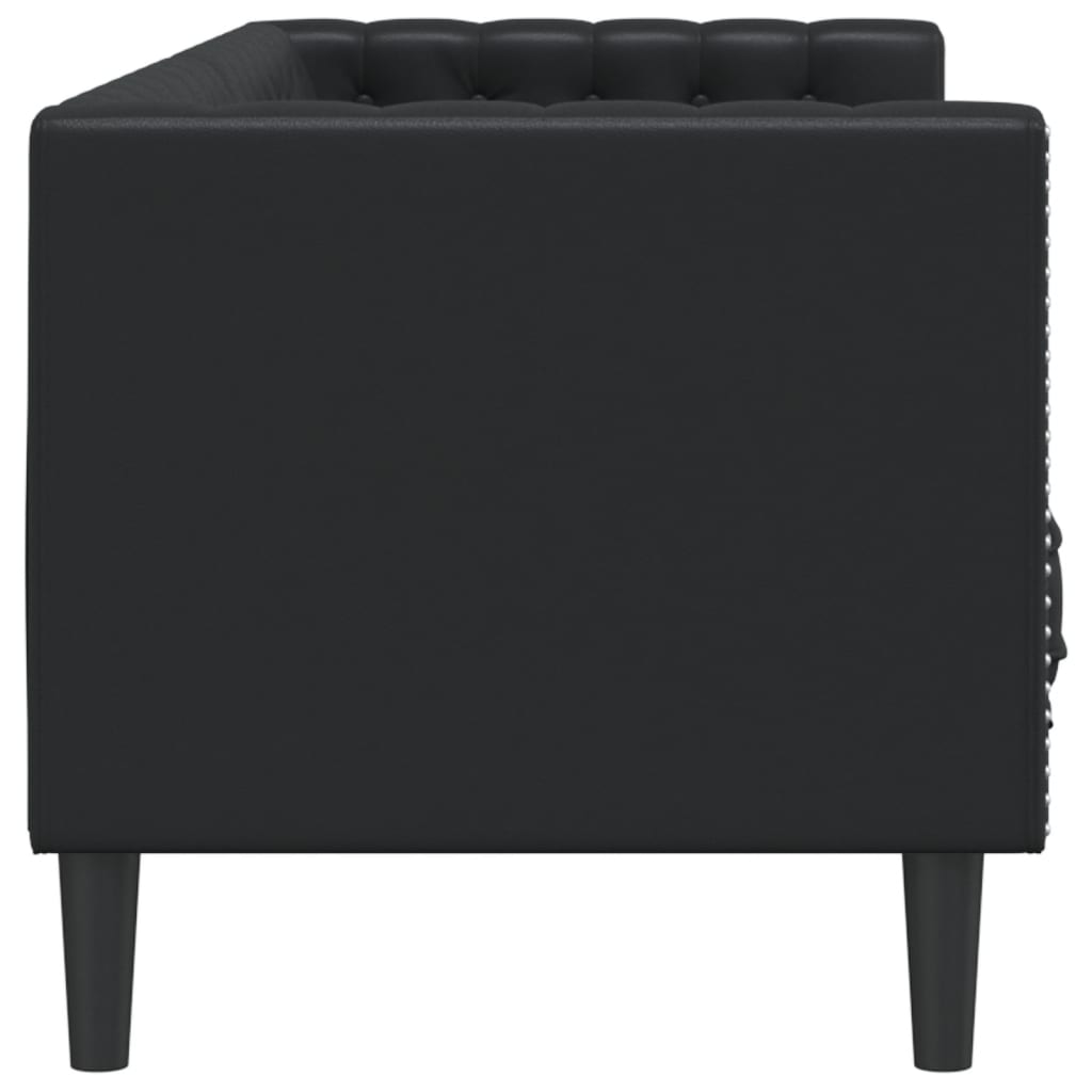vidaXL Chesterfield-Sofa 3-Sitzer Schwarz Kunstleder
