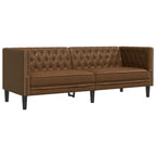 vidaXL Chesterfield-Sofa 3-Sitzer Braun Kunstleder in Wildleder-Optik