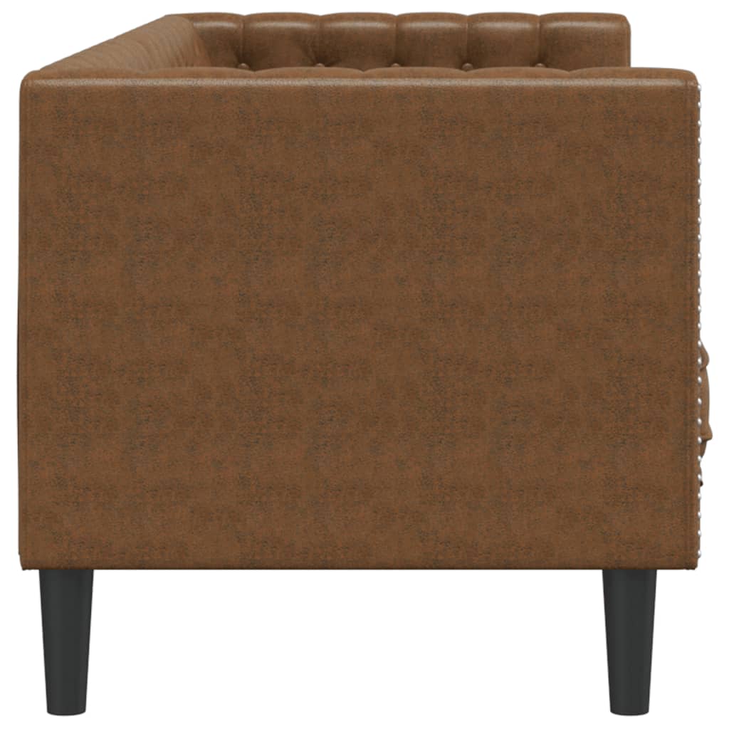 vidaXL Chesterfield-Sofa 3-Sitzer Braun Kunstleder in Wildleder-Optik