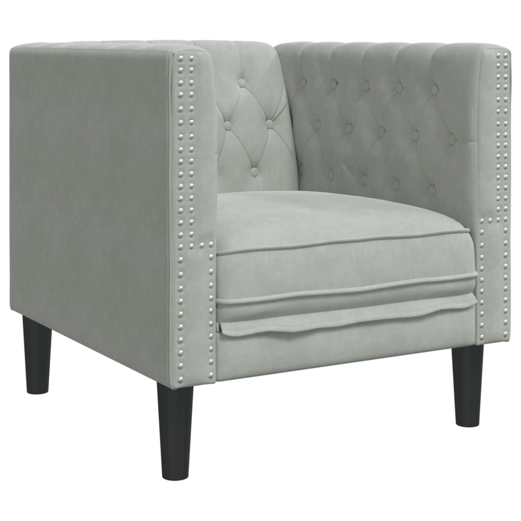 vidaXL Chesterfield-Sessel Hellgrau Samt