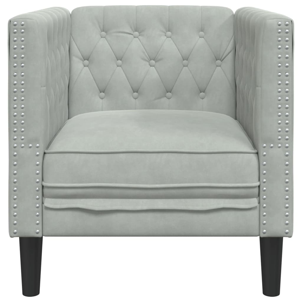 vidaXL Chesterfield-Sessel Hellgrau Samt