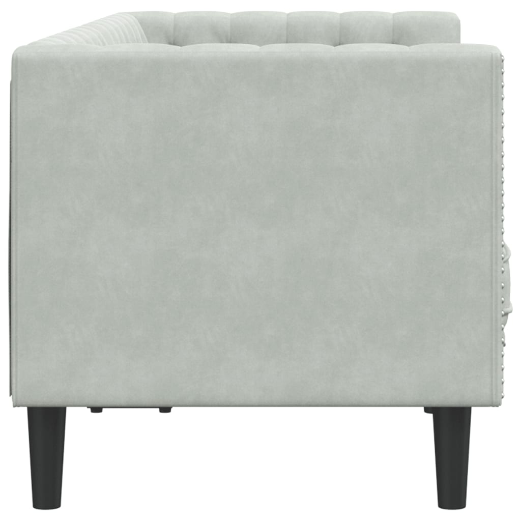 vidaXL Chesterfield-Sofa mit Nackenrollen 2-Sitzer Hellgrau Samt
