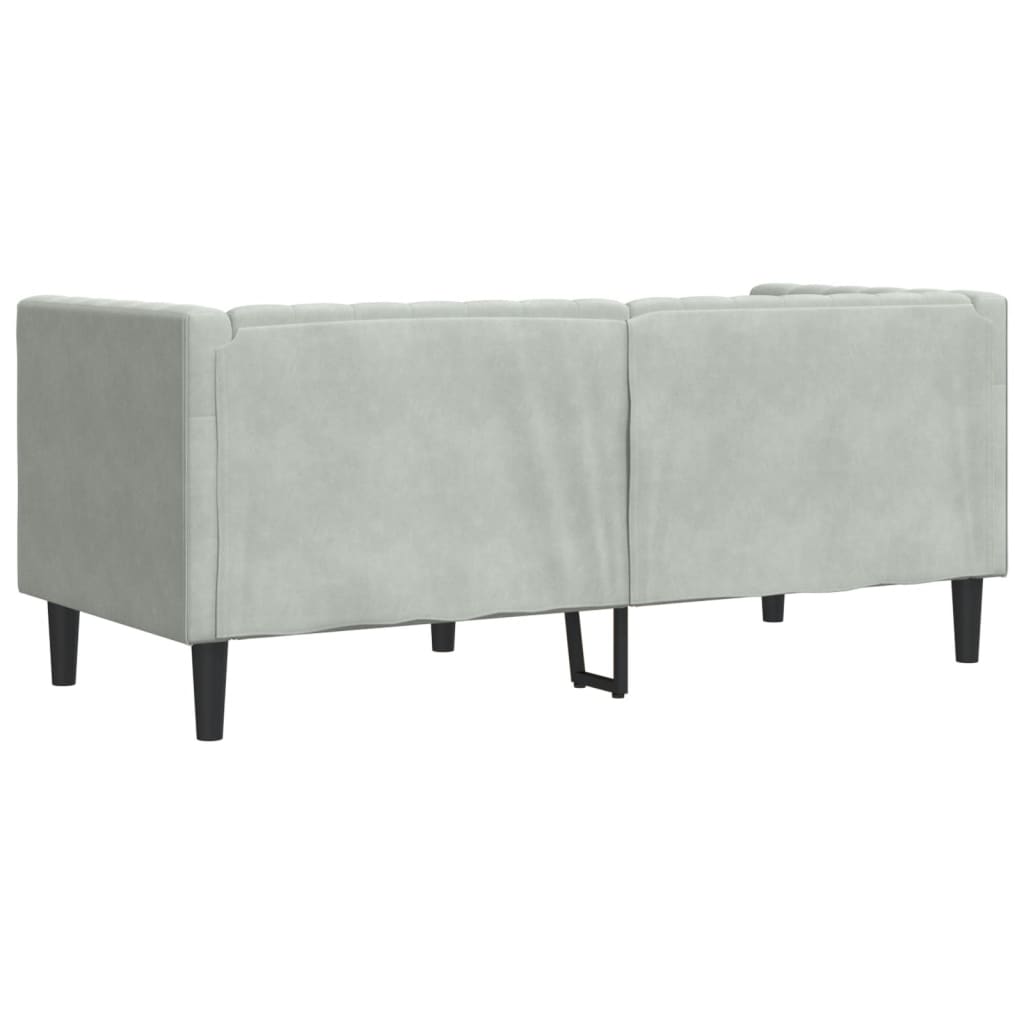 vidaXL Chesterfield-Sofa mit Nackenrollen 2-Sitzer Hellgrau Samt