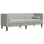 vidaXL Chesterfield-Sofa mit Nackenrollen 3-Sitzer Hellgrau Samt
