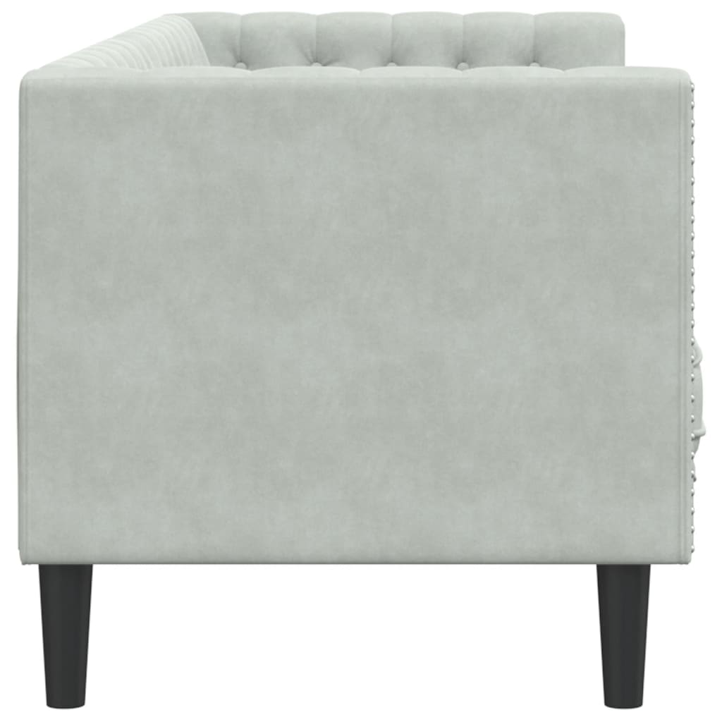 vidaXL Chesterfield-Sofa mit Nackenrollen 3-Sitzer Hellgrau Samt