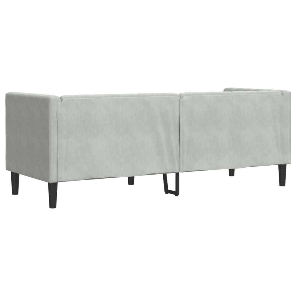 vidaXL Chesterfield-Sofa mit Nackenrollen 3-Sitzer Hellgrau Samt